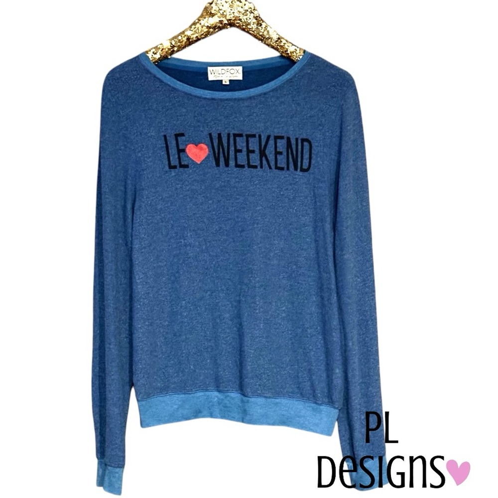 Wildfox Love Weekends Blue Sweater Sweatshirt